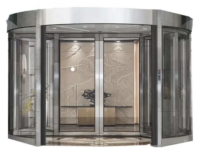Aluminium legering deurframe Automatische draaideur met 10 12mm gehard glas