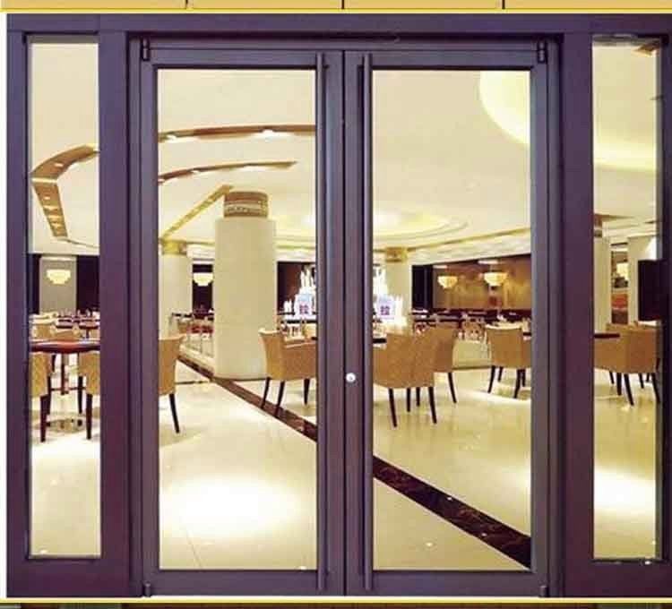 Fabriek Groothandel Prijs Aluminium Frame Winkelfront Kfc Door Floor Spring Tempered Safety Double Glass Door